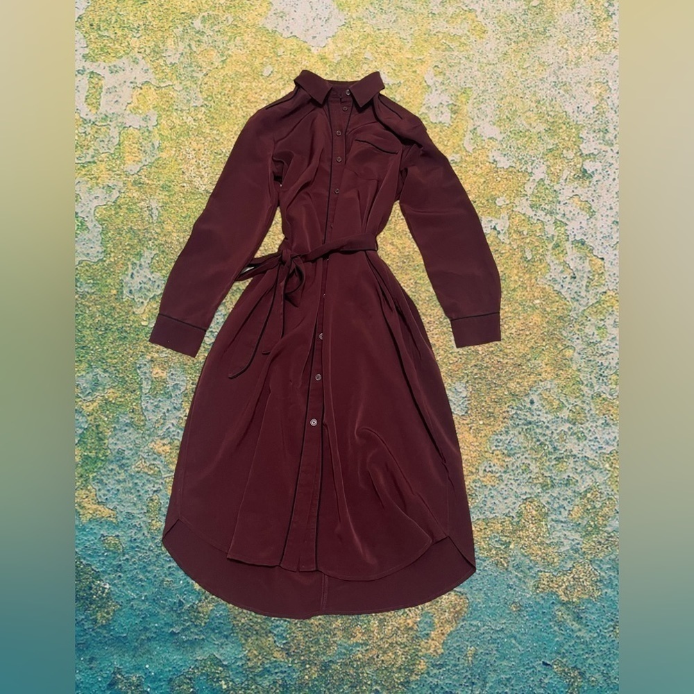 WHO WHAT WEAR BURGUNDY BUTTON DOWN DRESS - Picture 2 of 12